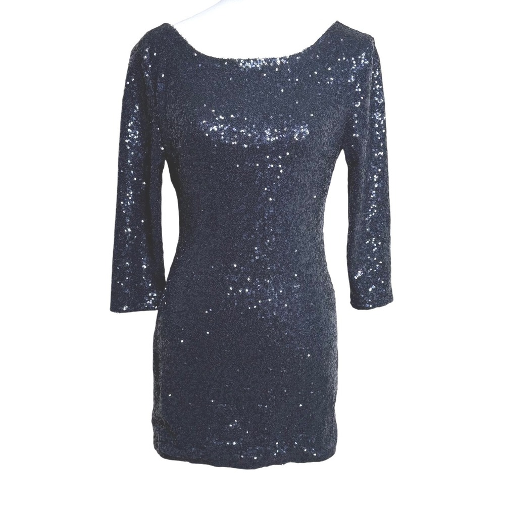 Tobi Sequin Low Back Party‎ Cocktail Dress Navy Blue Womens Size S
